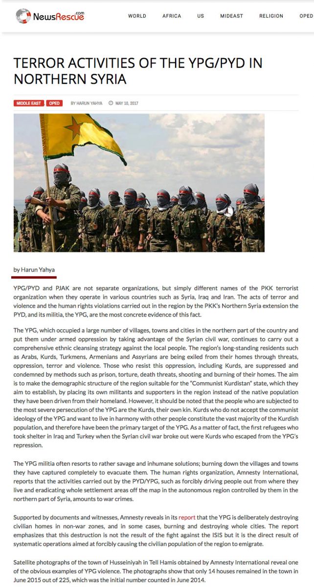 Terror Activities of the YPG/PYD in Northern Syria