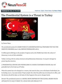 The Presidential System is a Threat to Turkey