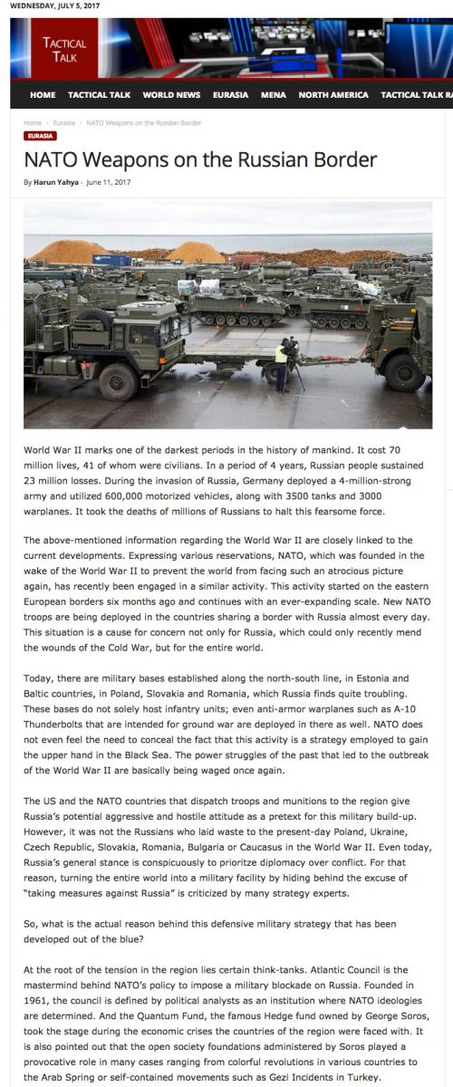 NATO weapons on the Russian border