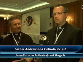 Father Andrew and Catholic Priest, Journalists at 