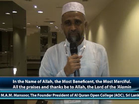 M.A.M. Mansoor, The Founder President of Al Quran Open College (AOC), Sri Lanka