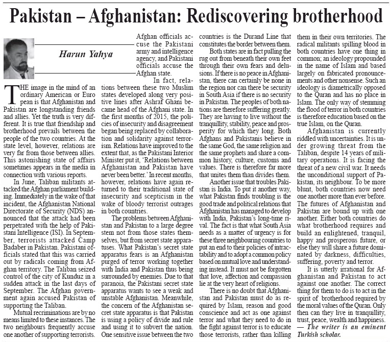 Pakistan – Afganistan Dostluğunu Tekrar Elde Etmek