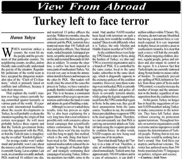 Terör ile baş başa bırakılmış ülke Türkiye