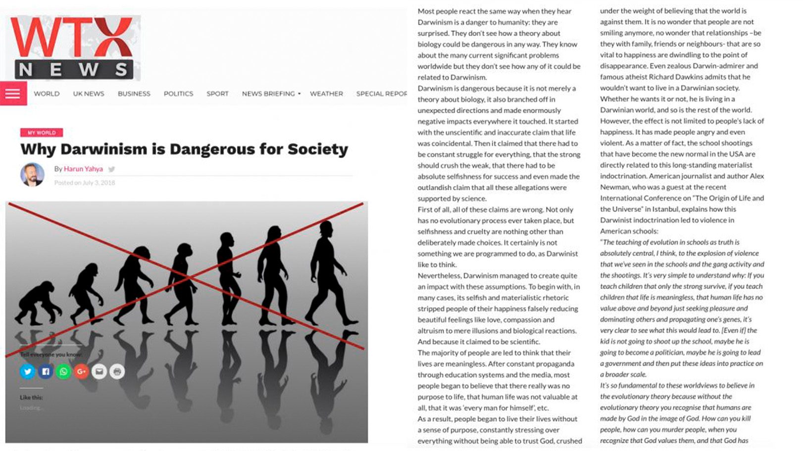 Why Darwinism is Dangerous for Society