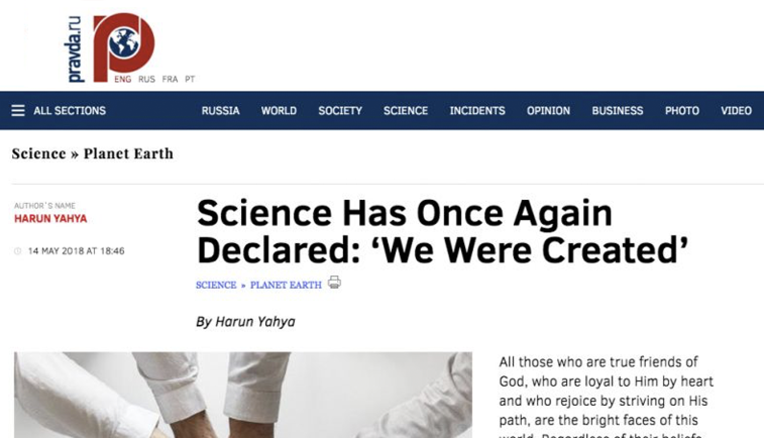 Science Has Once Again Declared: ‘We Were Created’