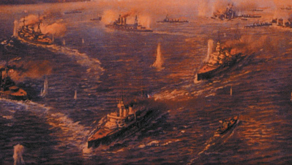 Çanakkale Deniz Savaşı'nı anlatan bir tablo (Tahsin Bey)