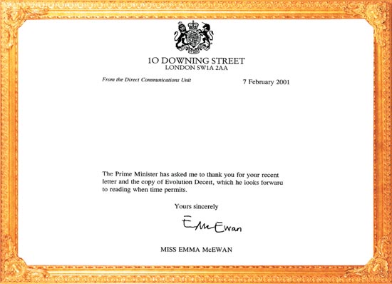 İngiltere Başbakanlığı mektup